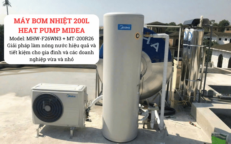 Máy bơm nhiệt 200L heat pump midea