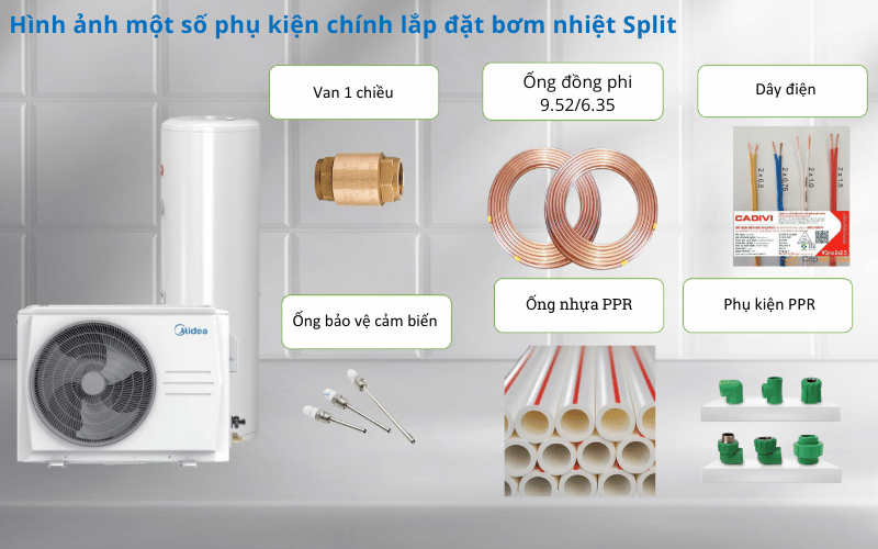 Phụ kiện lắp đặt bơm nhiệt split 2 khối