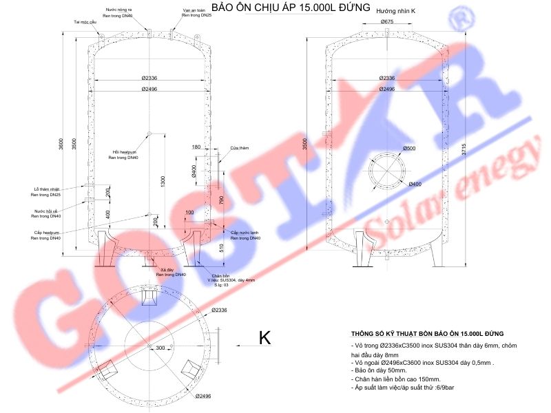 Bảng vẽ bổn bảo ôn chịu áp 15m3