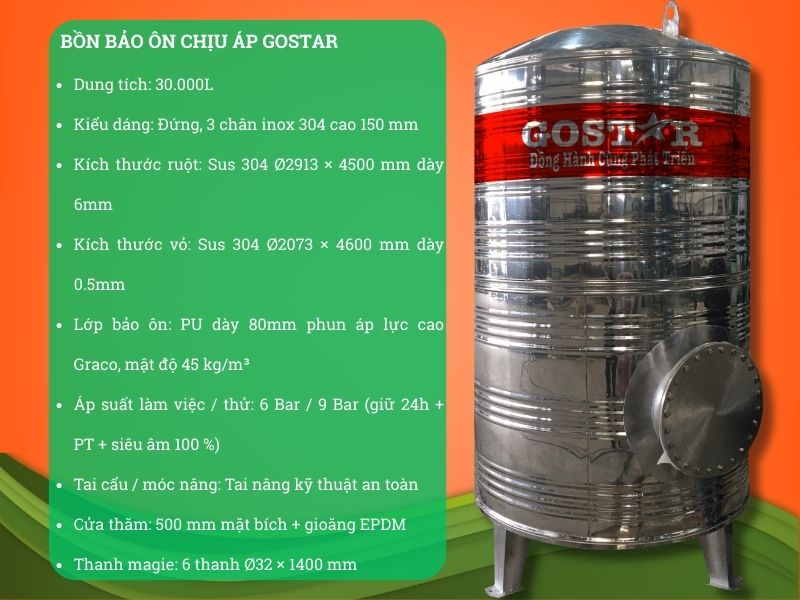 Bồn bảo ôn chịu áp 30.000L