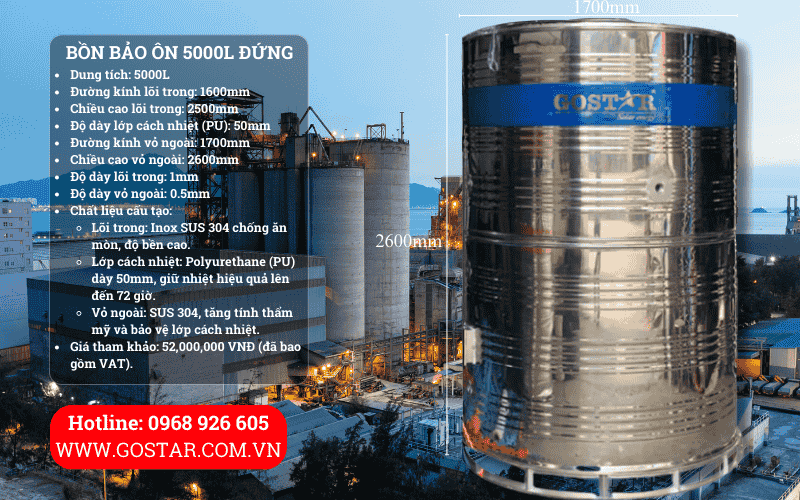 Bồn bảo ông 5000L đứng