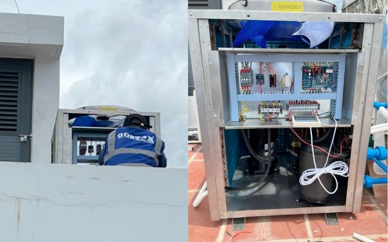 Đội ngũ kỹ thuật GOSTAR khảo sát lắp đặt bơm nhiệt”