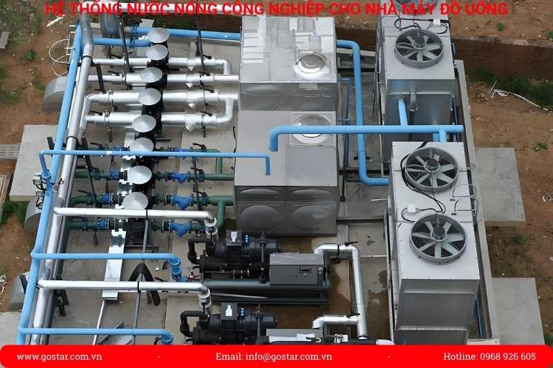 hệ thống heatpump nước nóng công nghiệp cho nhà máy sản xuất đồ uống