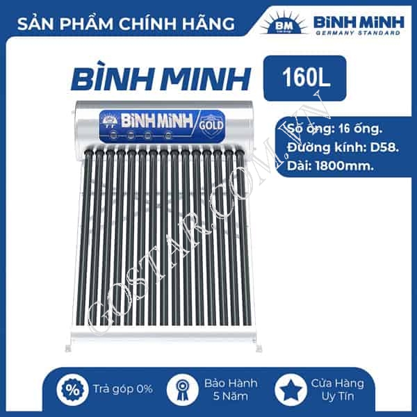 Máy nước nóng năng lượng mặt trời Bình Minh 160L