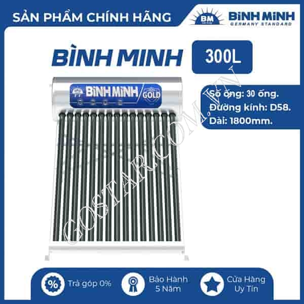 Máy nước nóng năng lượng mặt trời Bình Minh 300L