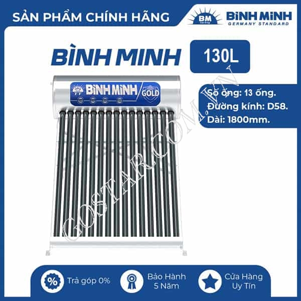 Máy nước nóng năng lượng mặt trời Bình Minh 130L