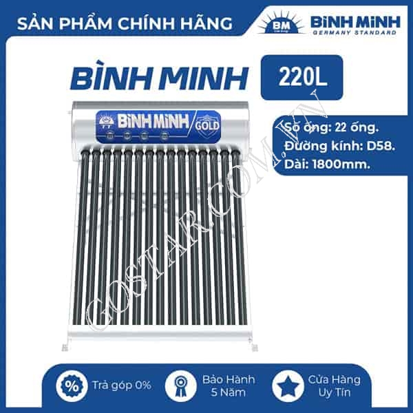 Máy nước nóng năng lượng mặt trời Bình Minh 220L